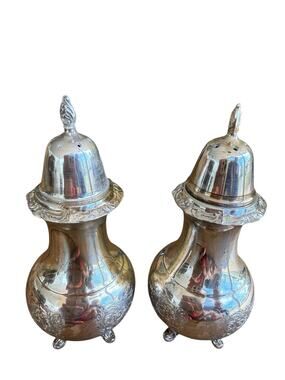 Vintage Ascot Sheffield Silver-Plated Salt & Pepper Shakers Community-USA 4.5”